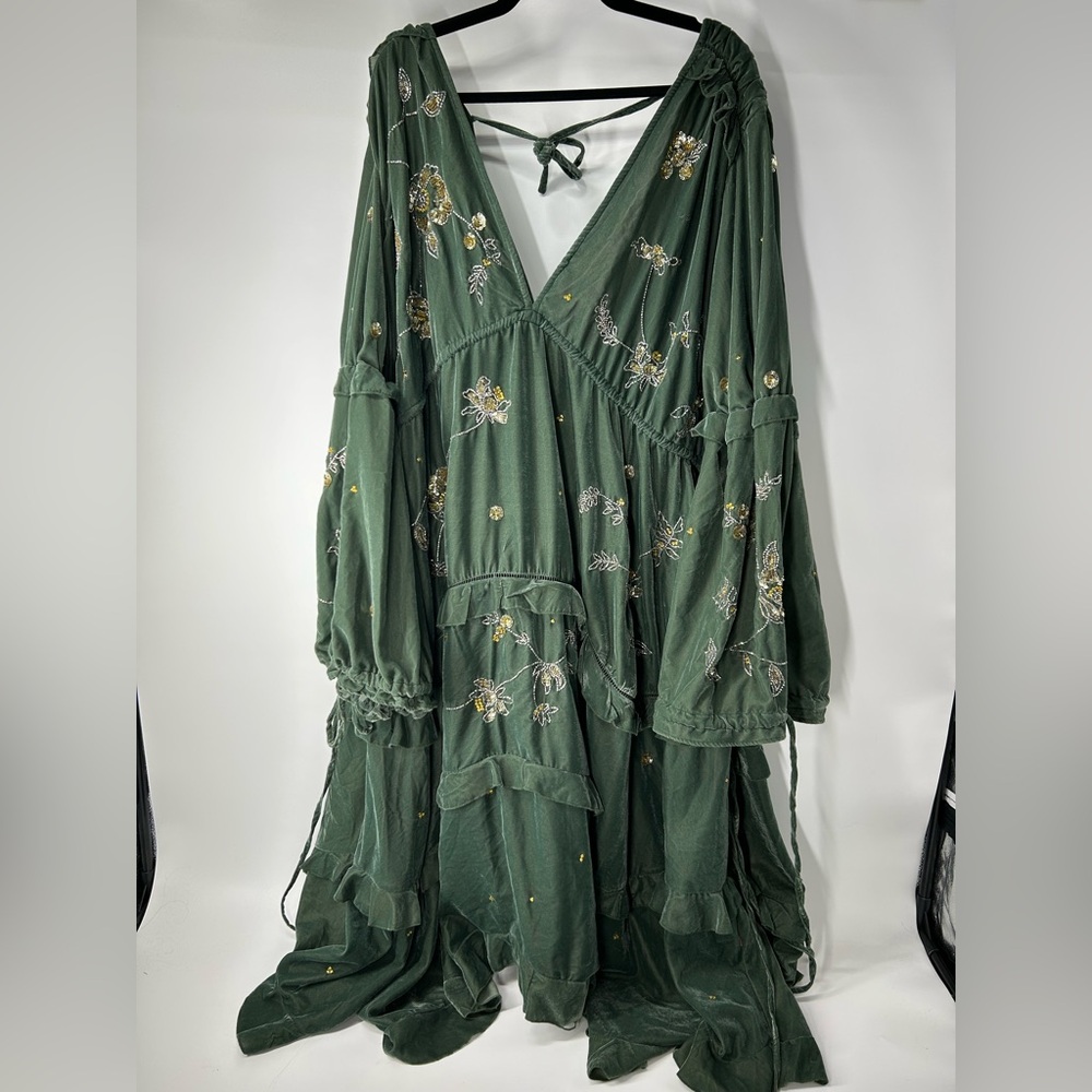 ASOS Curve Deep Green Floral Maxi Dress - Picture 2 of 7